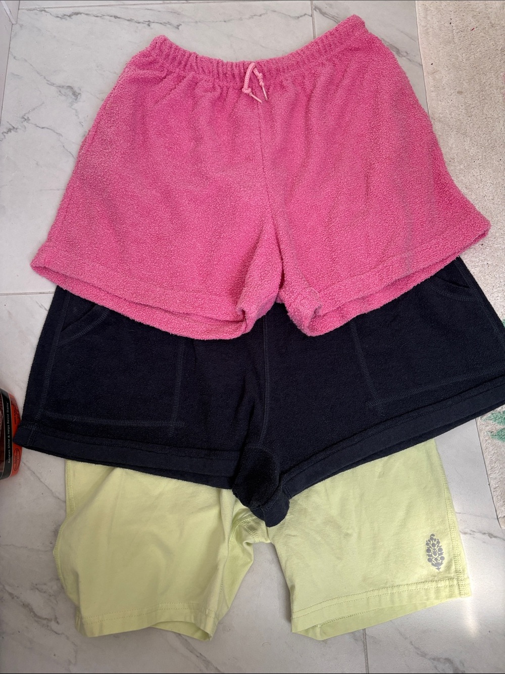 FP Movement by Free People Pink, Black, Light Green Terry Lounge Shorts Set x 3